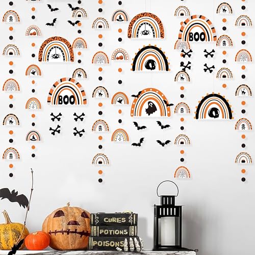 Image of Halloween Party Decoration Black Orange Spooky Rainbow Hanging Cutout Garland Streamer for Halloween Themed Birthday Wedding Shower Bachelorette Party Supplies Wall Ceiling Decor