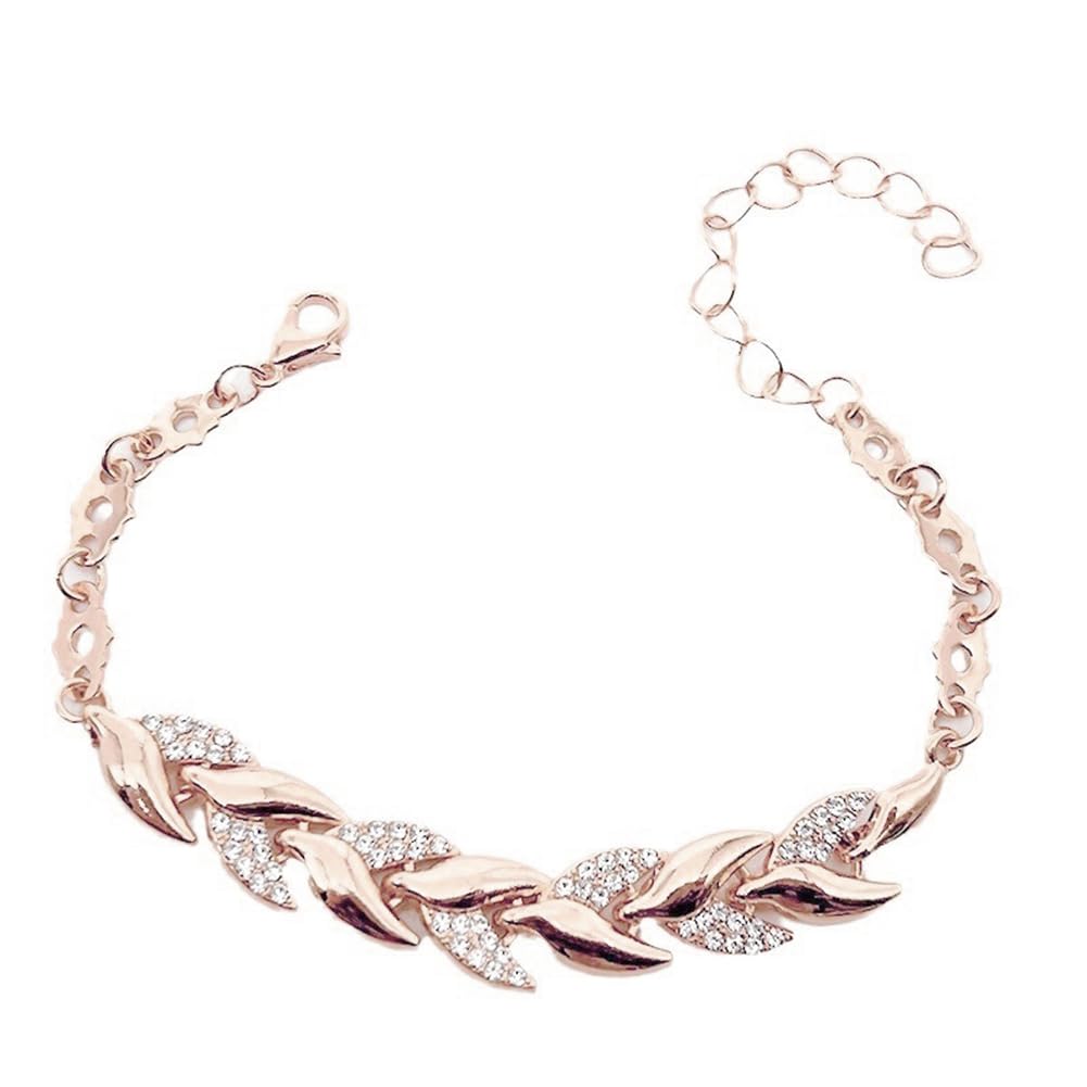 Woman Gold Bracelets Trendy Dainty Rhinestone Leaf Chain Bracelet Fashion Wedding Bridesmaid Gifts Jewelry For Women