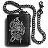 Billetera para hombre con cadena de calavera triple para hombre, cartera de cuero suave, cadenas de bloqueo Rfid, idea de regalo genial para hombre, 1-negro, Vintage Biker