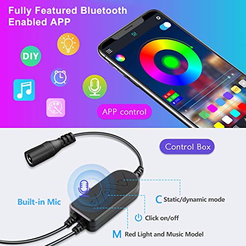 NEXillumi 25ft LED Strip Lights, APP Control Music Sync Color Changing