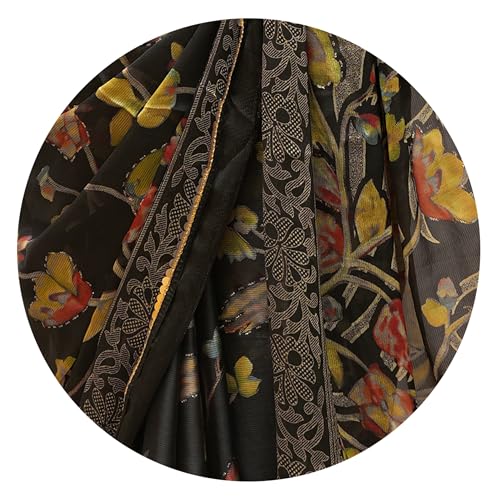 Image of MIRCHI FASHION Saree for Woman Chiffon Colorblock with Foil Work | Shimmer Festive Women's Sari for Wedding Functions and Ceremonies