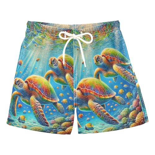 Sea Turtles Sunshine Boys Swim Trunks Quick Dry Toddler Swimsuit Boy Bathing Suits Board Shorts Swimwear 4T