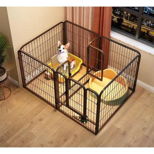 「NexPon」ペットサークル 犬 ペットフェンス サークルケージ ドア付き 室内 屋外 置くだけ 柵 自立 ケージ 小型犬 セットドア付 6枚 接続式 簡単組み立て 工具不要 折りたたみ 犬用 広げる レイアウト自由 (120*60*60(1))