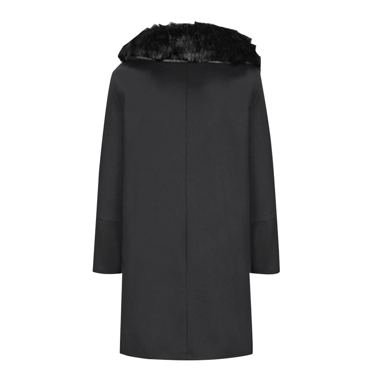 SYDUZAX Cappotto Invernale Uomo Foderato Pile Elegante Lungo con Bottoni in Tinta Unita Collo in Pelliccia Tasche Casual Caldo Confortevole