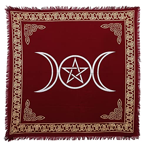 Indian CONSIGNERS Pentagrama de Triple Luna roja Paño de Altar Brujería Brujería Manteles Alterar Espiritual Deletrear Bruja tirada de Tarot 24" Cover
