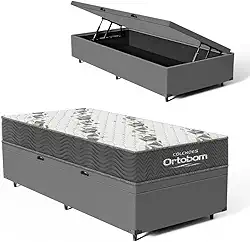 Cama Box Baú com Colchão de Espuma D33 Ortobom Airtech 100 (Solteiro)