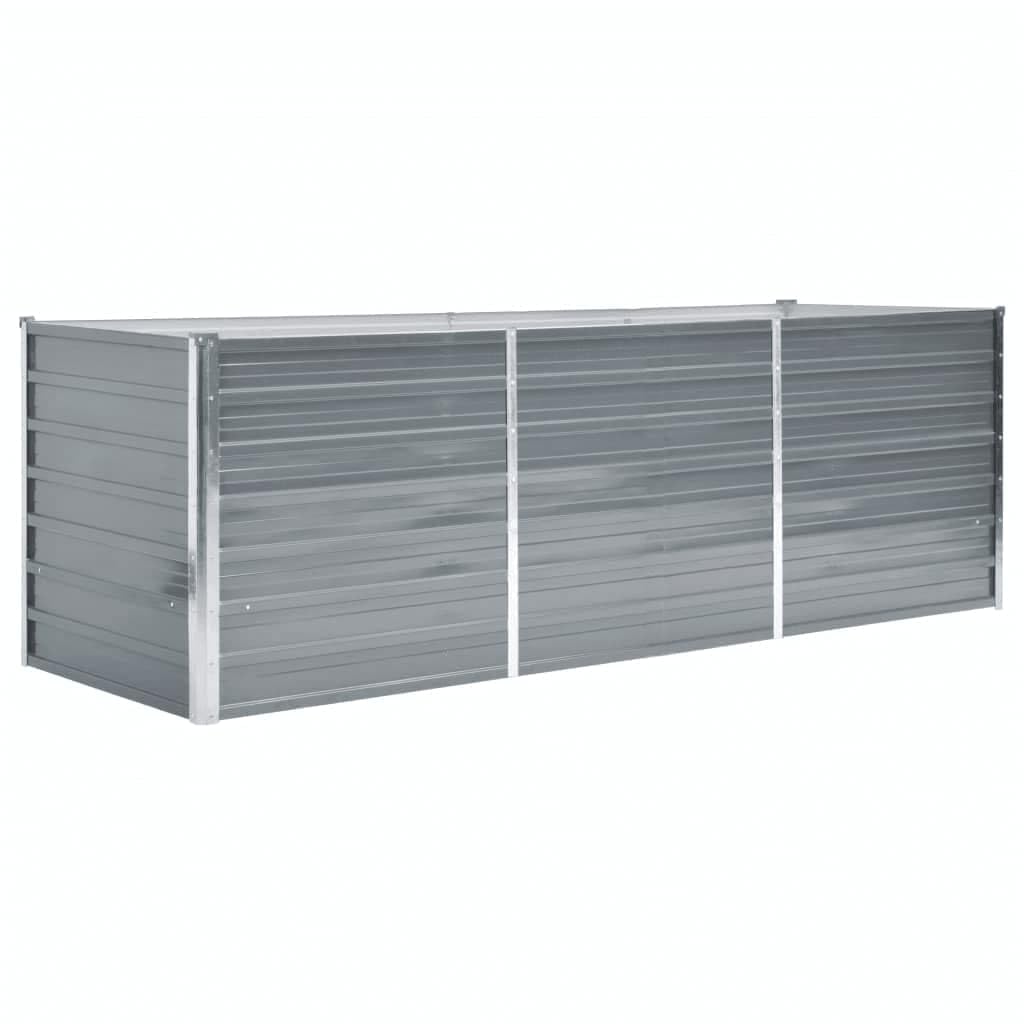 Jardinière surélevée de jardin, bac à fleurs, pot pour plantes, grand pot de fleurs, convient pour restaurants, cafés, terrasses, jardins en acier galvanisé, 240 x 80 x 77 cm, gris