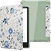 MoKo Case for 6" Kindle 11th Generation-2024/2022 Release, Ultra Clear Soft Flexible Transparent TPU Back Cover Light Shell with Auto Wake/Sleep for Kindle 11th Generation 2024, White Blue Floral