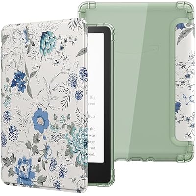 MoKo Case for 6 Kindle Basic 11th Generation (2024/2022),White Blue Floral