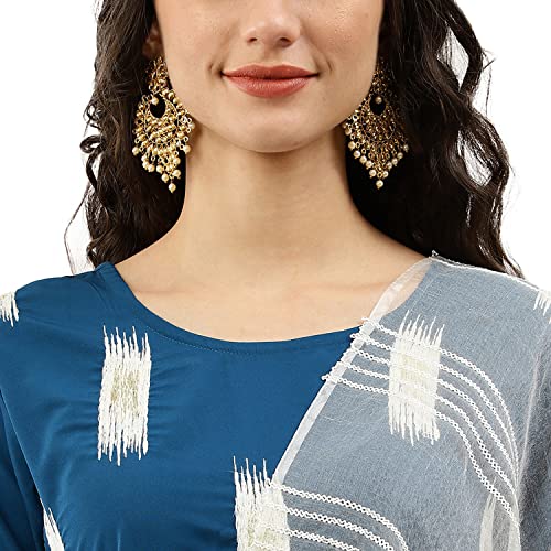 Image of NAINVISH Crepe Kurti Pant & Dupatta | Kurta Set for Women | Women Kurta Pant Dupatta Set | Kurta Pant with Dupatta Set | Printed Kurta Pant Dupatta Set