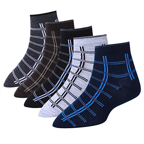 A-DOT Men's Cotton Ankle Length Socks, Soft & Comfortable For Regular Use (Assorted Design & Color)