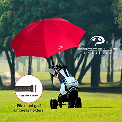 Procella Large Golf Umbrella – Award Winning, Windproof, Waterproof - Superior Heavy Duty Automatic Umbrella Defies High Wind, Sun & Rain – Perfect Cart Holder Fit – Matching Carrying Case Sleeve