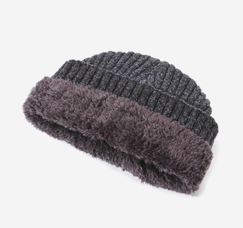 Chapeau d'hiver Bonnet De Pêcheur Ou Bonnet Tricoté 2 en 1 À Manchette Régulière pour Hommes Et Femmes, Côtes Chaudes Chaud Chapeau(A)