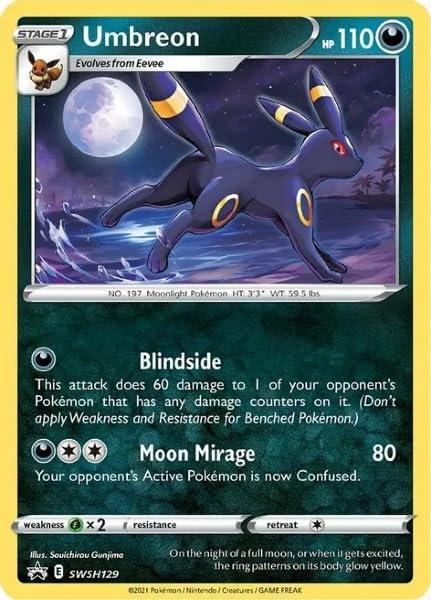 Amazon.com: Pokemon - Umbreon SWSH129 - Black Star Promo - Cosmic Holo