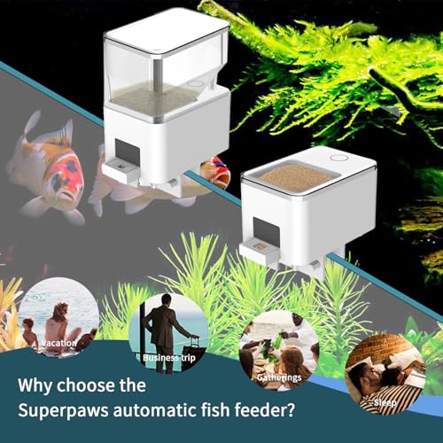 Image of Wireless Fish Feeder Automatic Dispenser for Aquarium, 100ml Food Dispenser with App Control, USB Powered for Small Fish Tank Pelleted Food, Electronic Feeders for Animals (100ml)