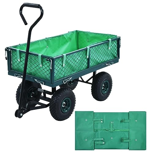 Forro para carrito de jardín, tela verde, carrito con ruedas, plegable, para carrito de jardín, forro de tela Oxford, bolsa de tela plegable, carrito de la compra, bolsa interior para festival