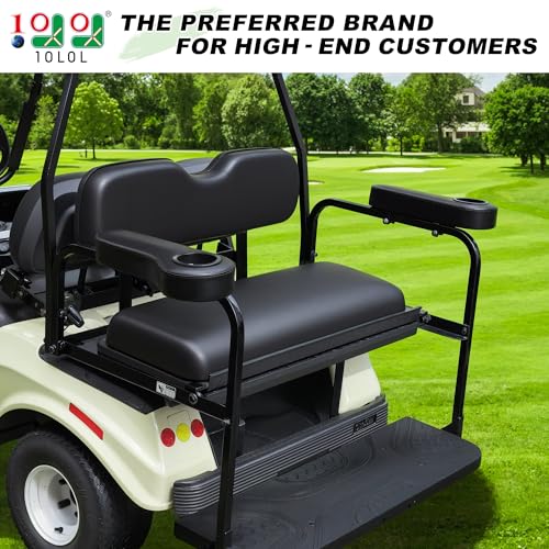 10L0L Golf Cart Rear Seat Kit Arm Rest Set with Cup Holder for Yamaha EZGO Club Car Golf Cart UV-Proof Coating Long Lasting, No Drilling Kits Include
