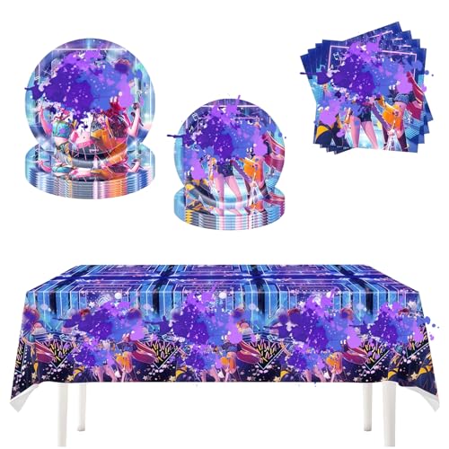 Zueyen 41 peças de decoração de aniversário, conjunto de louça de festa de anime, decoração de festa de aniversário infantil com pratos, guardanapos, toalha de mesa, decorações de festa de aniversário