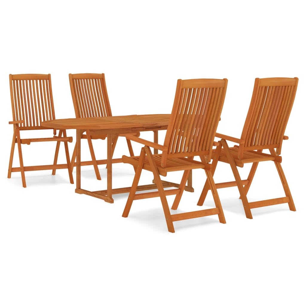 Gartenmöbel-Set, 5-teilig, Massivholz, Eukalyptus, Gartenmöbel, Tisch und Stühle, Terrasse, Set für Terrasse, Terrasse, Außenbereich, ohne Fußstützen