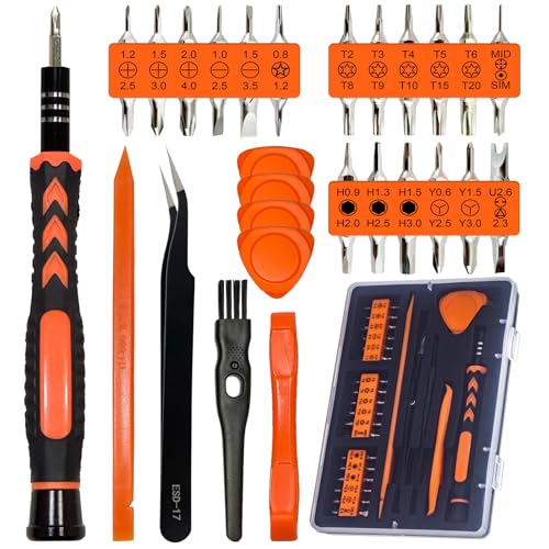 45PCS Precision Screwdriver Set With Case Flathead Phillips Pentalobe Torx Star Small Repair Tool Kit for PC Laptop Tablet Phone PS5 XBox Switch Glasses Ring Doorbell