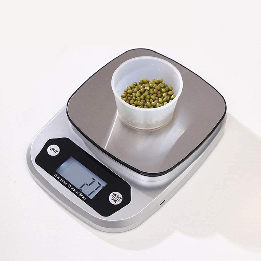 Bilancia elettronica Bilancia da cucina digitale Elegante Bilancia elettronica argento per la cucina domestica Bilance per alimenti, Argento-10 kg/1 g