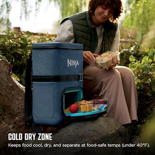 Image of Ninja FrostVault Go Can Soft Cooler, 24 /36 Can, Leak Proof, Built-In Cup Holder, 2 Ice Packs & Dry Storage Drawer, Polyester Insulation, Hiking, Camping, Picnic