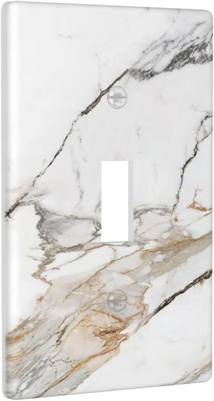 Marble Wall Plate 1 Gang Single Toggle Decorative Light Switch Cover for Bedroom Kitchen Farmhouse Switch Plate Cover Grey