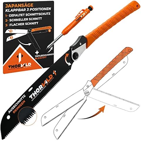 Japansäge klappbar (Kataba) - Inkl. Tieflochmarker - 560mm Hochpräzise Profi Handsäge Holz & PVC - Vielseitige Holzsäge Feinsäge Zugsäge Klappsäge Outdoor Cover