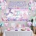 NKPDAXM Mermaid Birthday Decorations – Includes Banner, Backdrop, Foil & Latex Balloons, Hanging Swirls, Cake & Cupcake Toppers, Honeycomb Centerpieces for Girls Mermaid Party Decorations