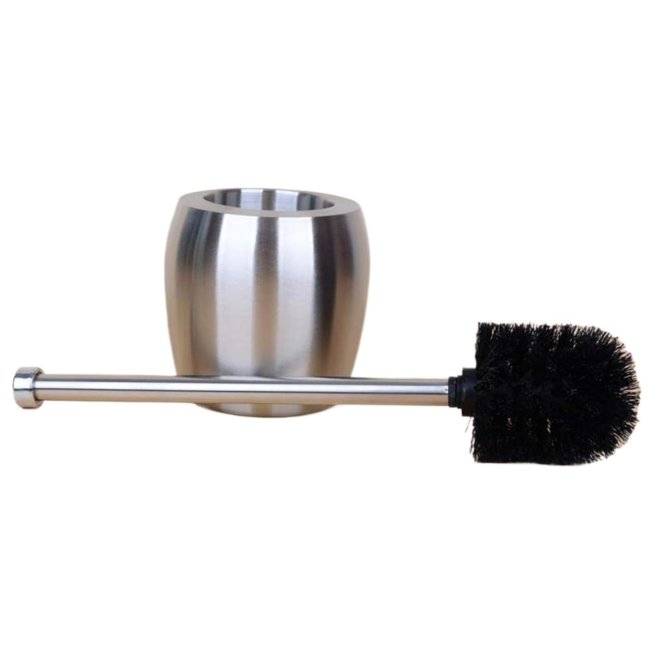 Lavar el baño, Escobillero de Acero Inoxidable con Juego Base, Doble Capa, Limpieza 360 ​​Grados. Negro