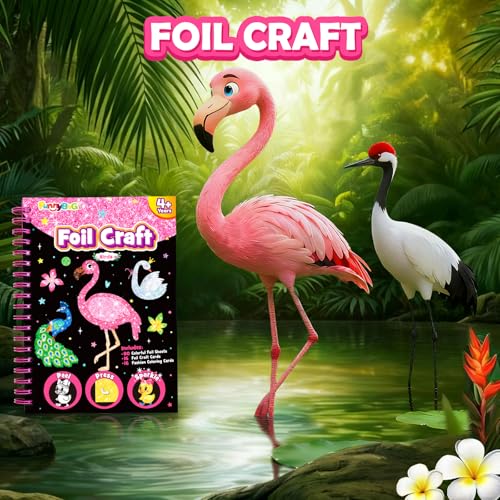 Image of FUNNYB&G Mess-Free Foil Art Craft for Girls Ages 4-10, Kids Birthday Gift