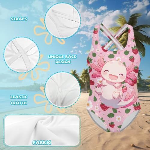 Image of WELLFLYHOM Girls Bathing Suits Size 5-14 One Piece Cross Back Swimsuit Sleeveless Full Coverage Swimwear for Beach Swimming