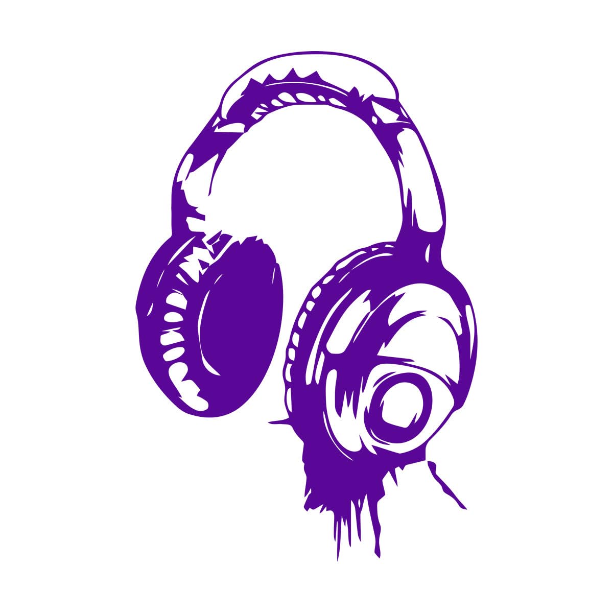 Headphones Wall Decal DJ Studio Decorations Music Headphone Vinyl Wall Sticker Poster Creative Design Cool Headphone Mural Small - 28x42cm