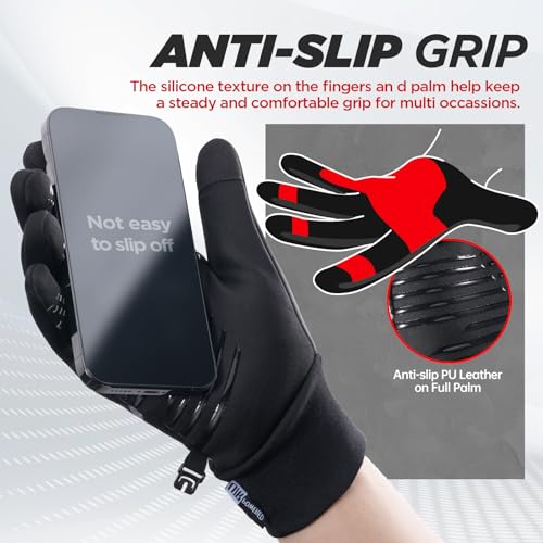 RUIXUE Winter Gloves for Men Women, Warm Thermal Windproof Touchscreen Non-Slip(Black,L) by RUIXUE - Image 4