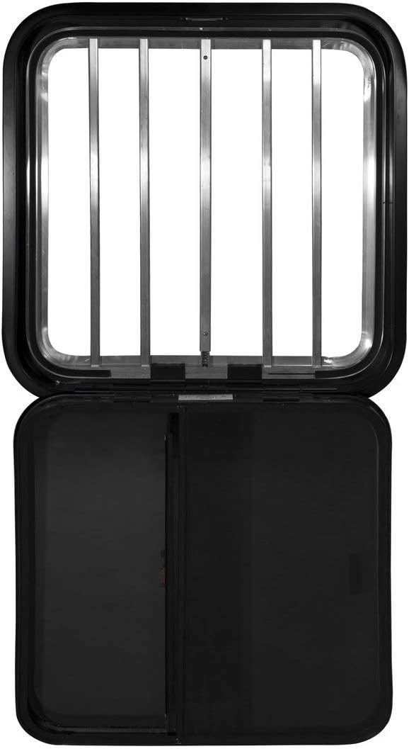 RecPro Horse Trailer Drop Down Feeder Windows | 24" W x 20" L | Radius Rounded Corner Design | 1 1/2 Inch Trim Kit Optional (No - Trim Kit, 2 Windows)