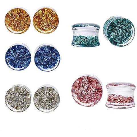 JIAPEIJIA 10Pcs(5pair) 6-30mm Colored Gravel Acrylic Double Flared Ear Tunnels Plugs Ear Stretcher Expander (3/4''(18mm) Cover