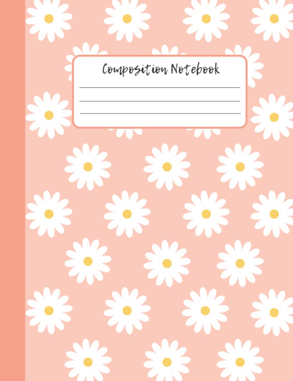 Coral Pink Composition Notebook Wide Ruled: Cute Pastel Light Pink Daisy Flower Composition Notebook, Aesthetic Notebook for Girls, 160 Blank Lined Pages, 7.5 x 9.75