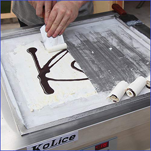 Kolice Commercial ETL 21'' x 21'' Double Square Pans Instant Stir Fried Ice Cream Roll Machine Rollup Ice Cream Machine-Smart AI Temperature Control, Transparent Sneeze Guard,10 Refrigerated Buckets