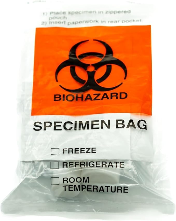Image of Specimen Biohazard Bags with Extra Pocket 6 inchx9 inch (Qty 500 bags) by BioRx Sponix