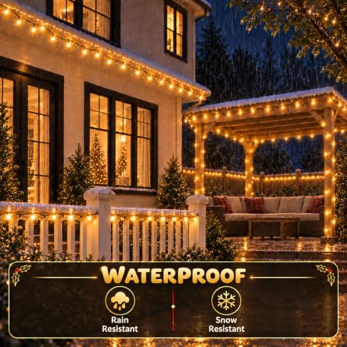 100FT Warm Christmas String Lights, Whaterproof, Timer, 8 Modes, Green Wire - image 5