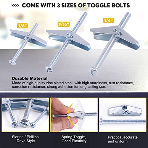 Mardatt 76 pezzi 1/8'' 3/16'' 1/4'' Toggle Bolt e