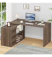 Mudmasa Bureau L-vorm, computertafel met 3 laden en 2 planken, bureau van hout, ...