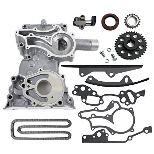 CNS Timing Chain Kit (2 Heavy Duty Metal Guide Rails) & Timing Cover Compatible/Replacement for 85-95 Toyota 2.4L 4Runner Pickup Celica 4-Cylinder SOHC 8-Valve Engine 22R 22RE 22REC