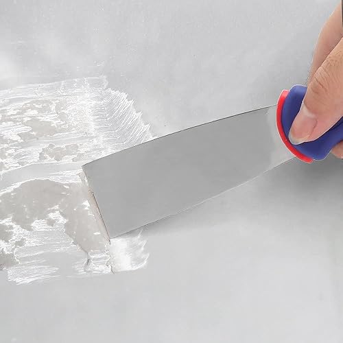 Miniatura 7 de WORKPRO Juego de cuchillos de masilla de 4 piezas, hecho de acero inoxidable, perfecto para paneles de yeso, cinta, raspado de pintura, 1.5", 3",