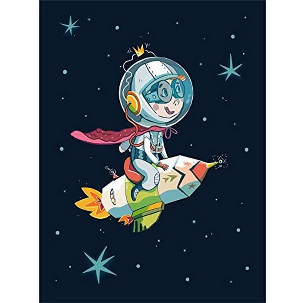Wee Blue Coo Super Astronaut Kid Art Print