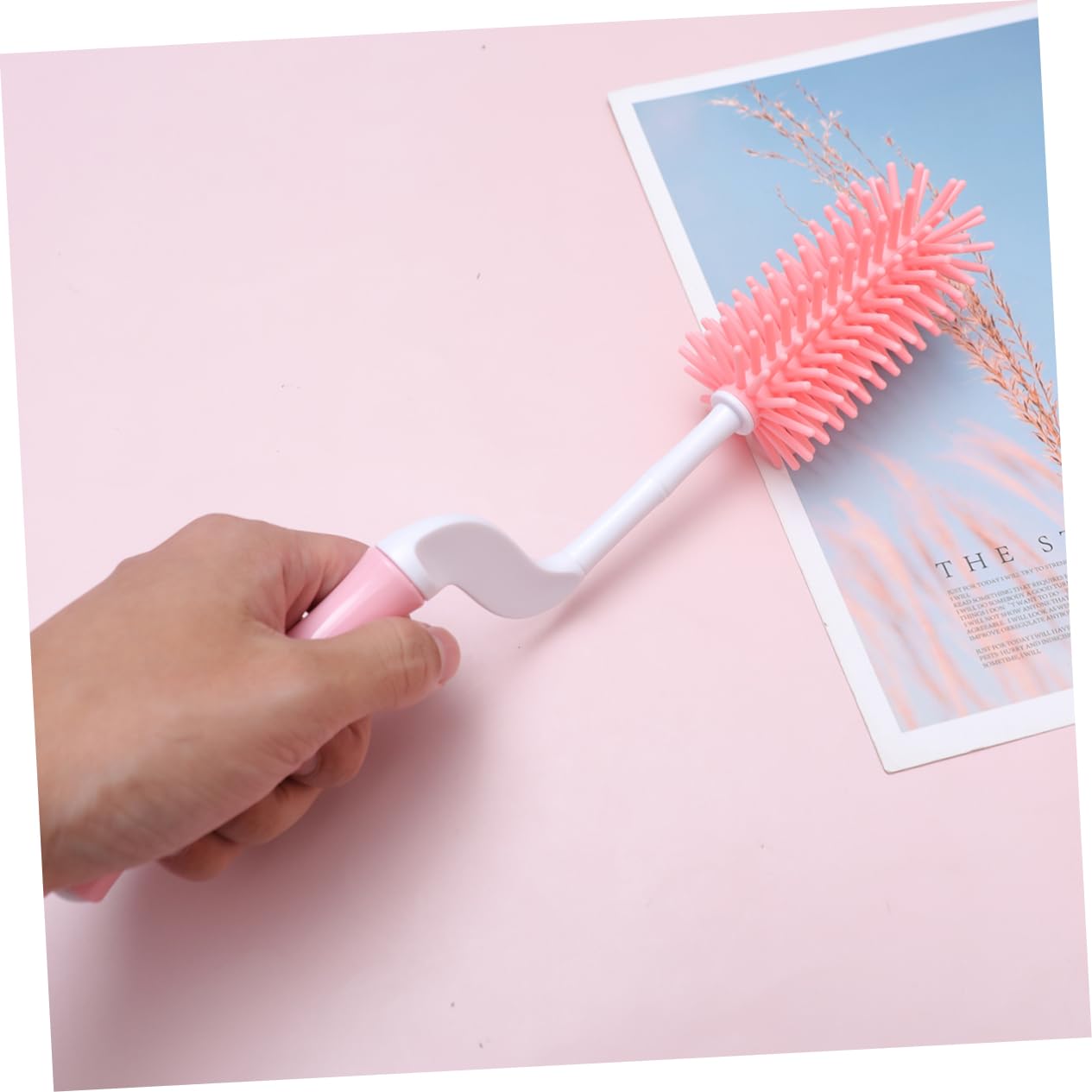 Abaodam 3juegos Limpieza para Biberones y Chupetes Cepillo Mango Rotatorio Accesorios Prácticos Cuidado del Color Rosa