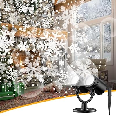 Christmas Snowflake Projector Lights Outdoor,Double Head Waterproof Rotating Snowfall Led Lights,Landscape Decorative Lighting Projection Lamp for Holiday Wedding Indoor Garden Patio Party Decoration