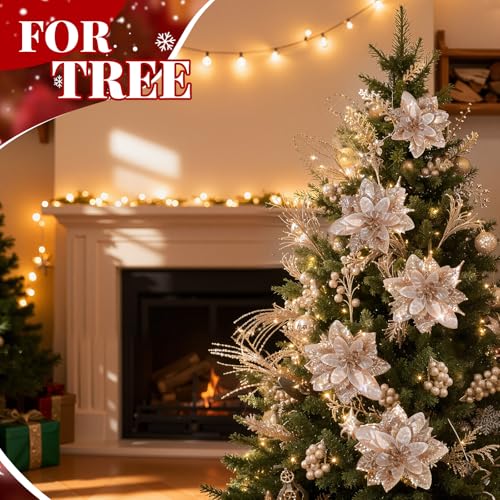 Yerliker 108 Pcs Blue Glitter Christmas Picks and Sprays, 12 Styles Artificial Christmas Floral Berry Branches Flowers Stems for Xmas Tree Ornaments Wreath Garland DIY Vase Holiday Party Decor by Yerliker - Image 4