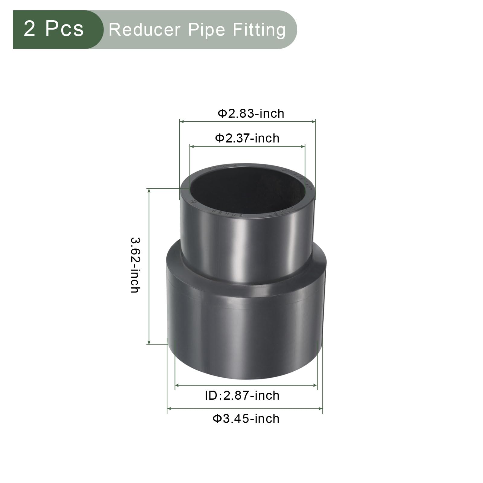 YOKIVE 2 Pcs UPVC Reducer Fitting, Straight Adapter Connector Connect Pipe Socket Schedule 80, Great for Bathroom Kitchen - Image 2
