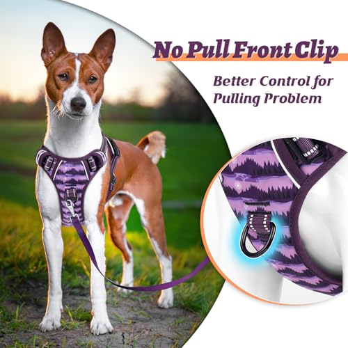 Image of HEELE Dog Harness, No Pull Adjustable Padded Reflective Harness for Small Medium Large Dogs with Handle for Walking Training, Moon Night, M